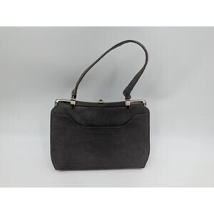 Vintage Lennox Bag Gray Suede Like Material Metal Clasp Closure Sophisticated